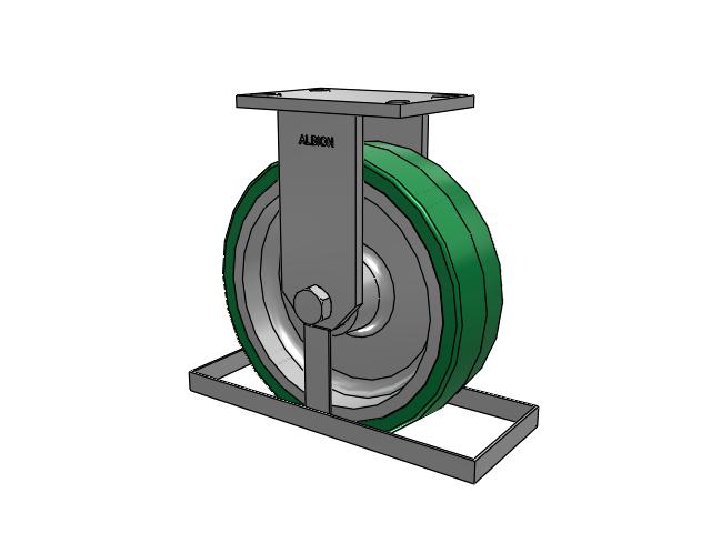 81 Series Top Plate Rigid Caster with 10 x 3 Green Tread on Aluminum Core PA - Polyurethane (Aluminum Core) Wheel