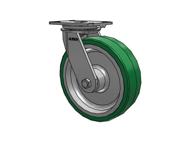 81 Series Top Plate Swivel Caster with 10 x 3 Green Tread on Aluminum Core PA - Polyurethane (Aluminum Core) Wheel