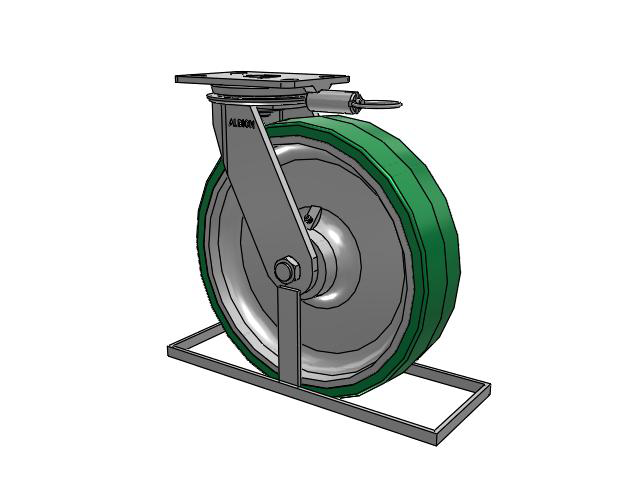 81 Series Top Plate Swivel Caster with 12 x 3 Green Tread on Aluminum Core PA - Polyurethane (Aluminum Core) Wheel