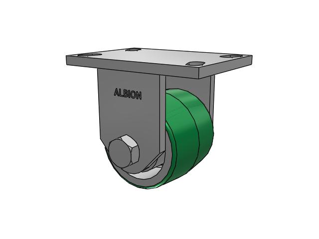 81 Series Top Plate Rigid Caster with 4 x 3.25 Green Tread on Aluminum Core PD - Polyurethane (Aluminum Core) Wheel
