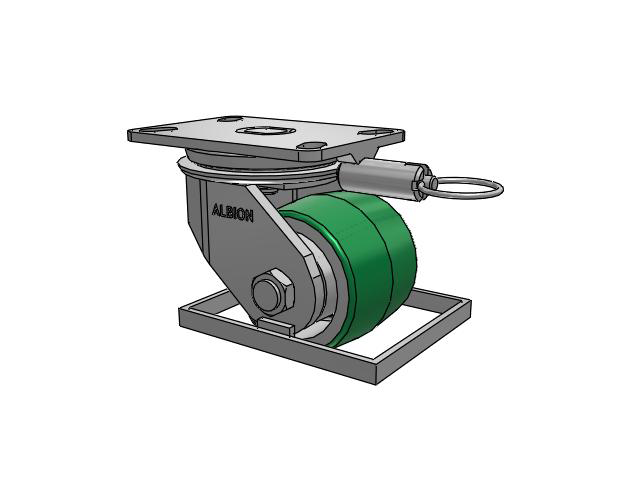 81 Series Top Plate Swivel Caster with 4 x 3.25 Green Tread on Aluminum Core PD - Polyurethane (Aluminum Core) Wheel