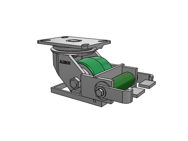 81 Series Top Plate Swivel Caster with 4 x 3.25 Green Tread on Aluminum Core PD - Polyurethane (Aluminum Core) Wheel and Poly Cam Brake