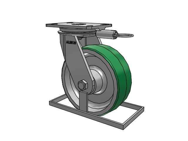 81 Series Top Plate Swivel Caster with 8 x 3 Green Tread on Aluminum Core PD - Polyurethane (Aluminum Core) Wheel