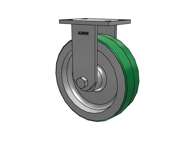81 Series Top Plate Rigid Caster with 10 x 3 Green Tread on Aluminum Core PD - Polyurethane (Aluminum Core) Wheel