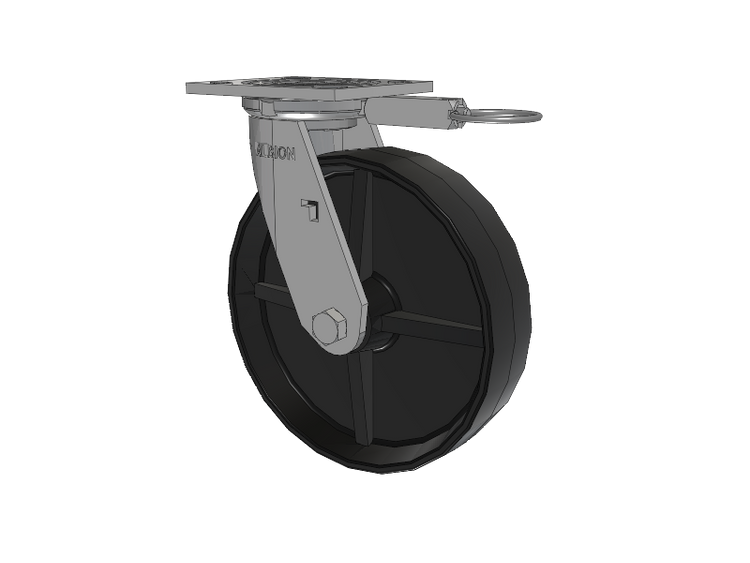 16 Series Top Plate Swivel Caster with 8 x 2 Black Polypropylene PB - Polypropylene Wheel