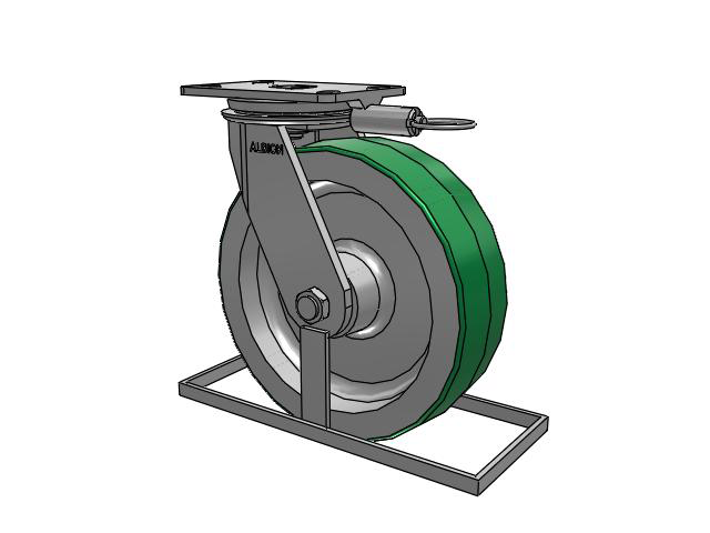 81 Series Top Plate Swivel Caster with 10 x 3 Green Tread on Aluminum Core PD - Polyurethane (Aluminum Core) Wheel