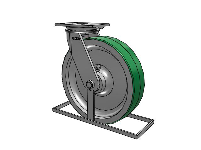 81 Series Top Plate Swivel Caster with 12 x 3 Green Tread on Aluminum Core PD - Polyurethane (Aluminum Core) Wheel