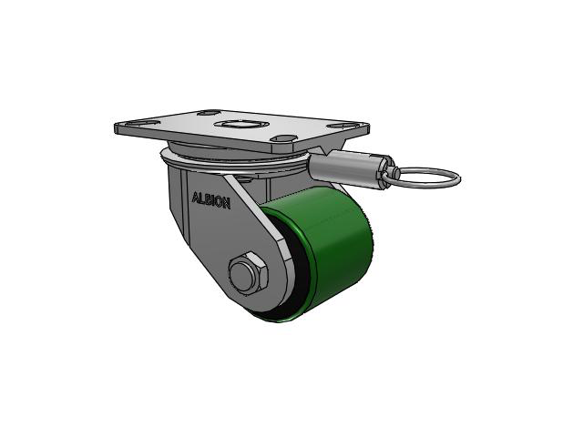 81 Series Top Plate Swivel Caster with 3.25 x 3.25 Green Tread on Black Cast Iron Core PY - Polyurethane (Cast Iron Core) Wheel
