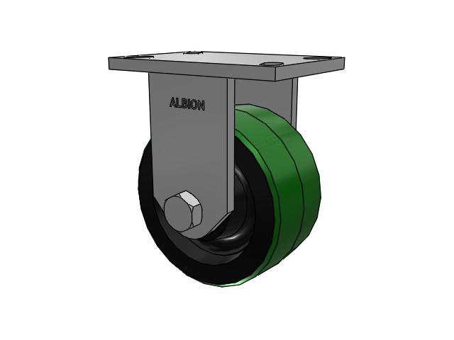 81 Series Top Plate Rigid Caster with 6 x 3 Green Tread on Black Cast Iron Core PY - Polyurethane (Cast Iron Core) Wheel