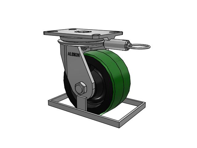 81 Series Top Plate Swivel Caster with 6 x 3 Green Tread on Black Cast Iron Core PY - Polyurethane (Cast Iron Core) Wheel