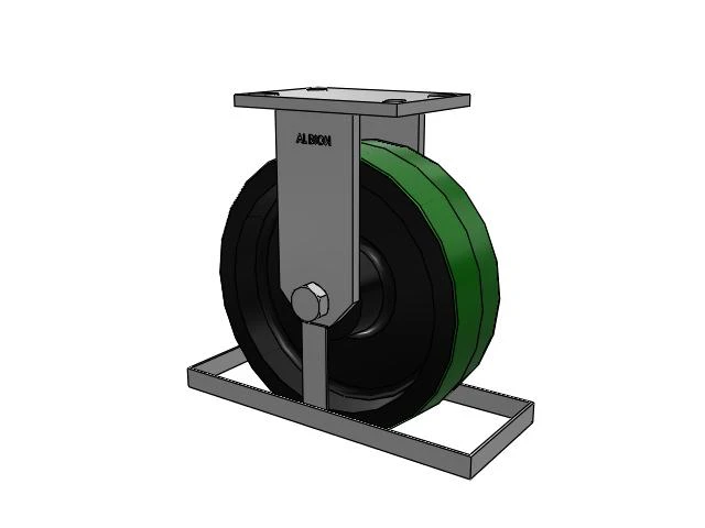 81 Series Top Plate Rigid Caster with 10 x 3 Green Tread on Black Cast Iron Core PY - Polyurethane (Cast Iron Core) Wheel
