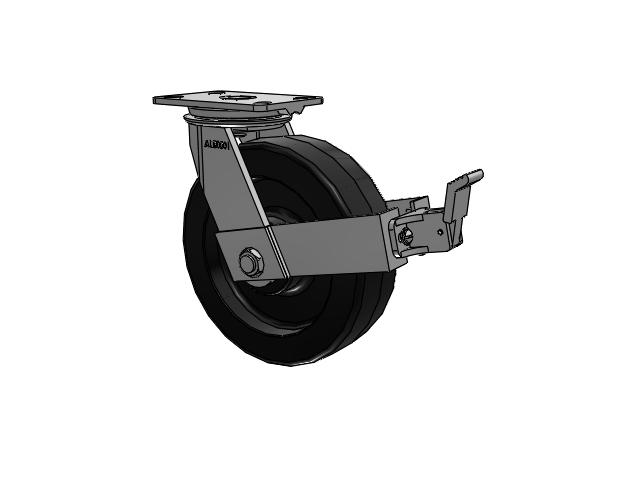 81 Series Top Plate Swivel Caster with 10 x 3 Black Phenolic Resin TM - Phenolic Wheel and Face Brake