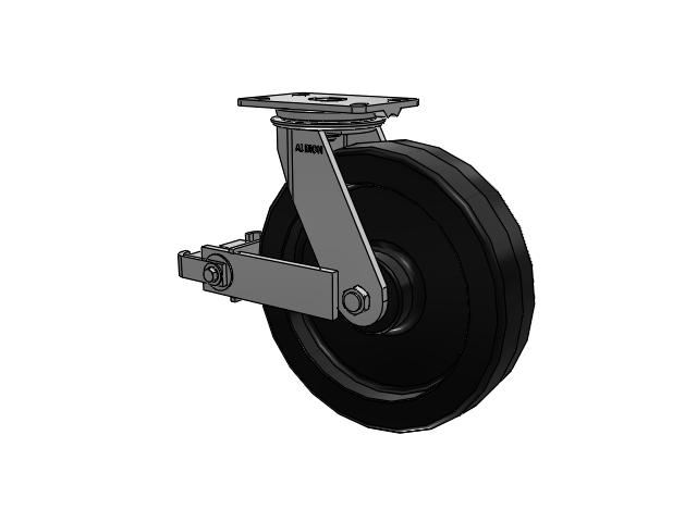 81 Series Top Plate Swivel Caster with 12 x 3 Black Phenolic Resin TM - Phenolic Wheel and Poly Cam Brake