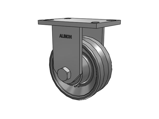 81 Series Top Plate Rigid Caster with 6 x 2.5 Silver Enamel Paint VG - Cast Iron V-Groove Wheel