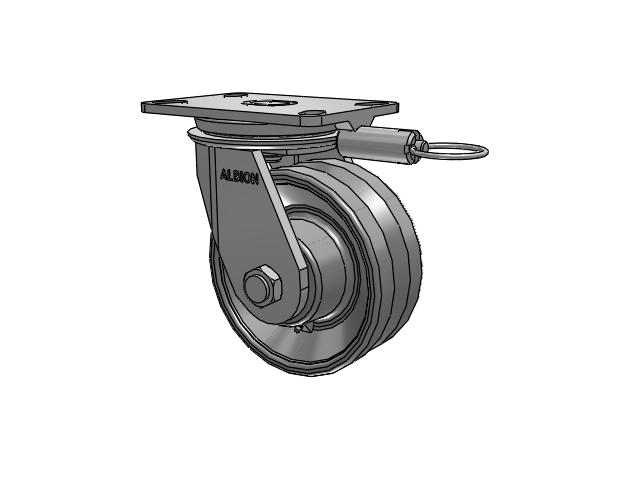 81 Series Top Plate Swivel Caster with 6 x 2.5 Silver Enamel Paint VG - Cast Iron V-Groove Wheel