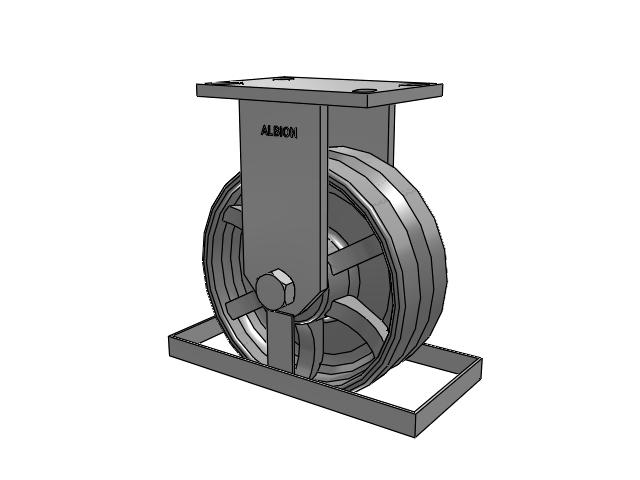 81 Series Top Plate Rigid Caster with 8 x 3 Silver Enamel Paint VG - Cast Iron V-Groove Wheel