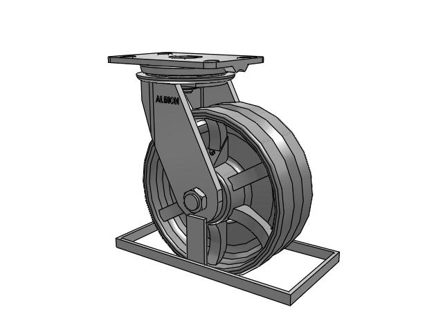 81 Series Top Plate Swivel Caster with 8 x 3 Silver Enamel Paint VG - Cast Iron V-Groove Wheel