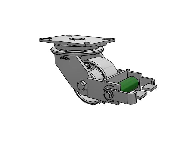 90 Series Top Plate Swivel Caster with 5 x 2.5 Grey Enamel CA - Cast Iron Wheel and Poly Cam Brake