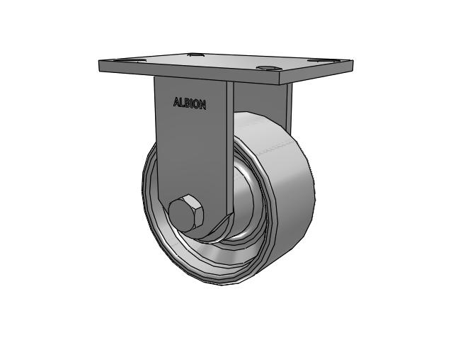 90 Series Top Plate Rigid Caster with 6 x 3 Grey Enamel CA - Cast Iron Wheel