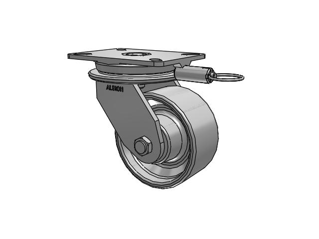 90 Series Top Plate Swivel Caster with 6 x 3 Grey Enamel CA - Cast Iron Wheel