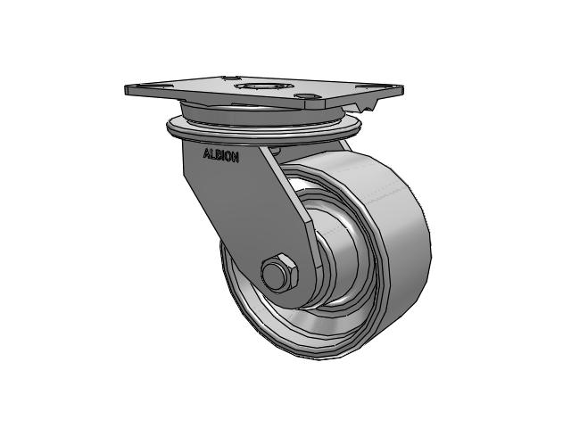 90 Series Top Plate Swivel Caster with 6 x 3 Grey Enamel CA - Cast Iron Wheel