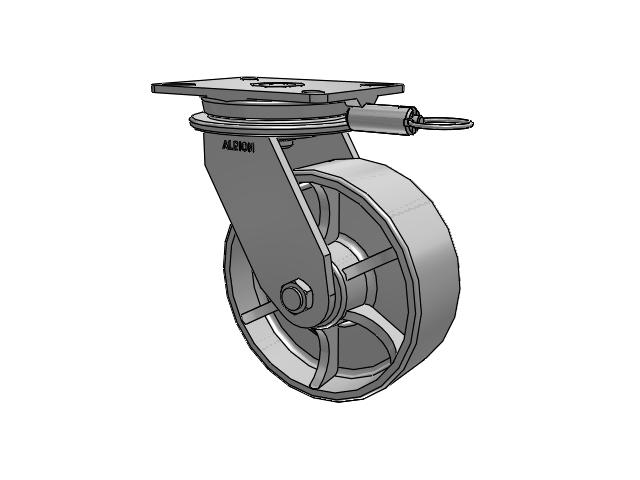 90 Series Top Plate Swivel Caster with 8 x 3 Grey Enamel CA - Cast Iron Wheel