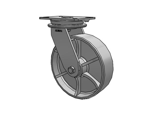 90 Series Top Plate Swivel Caster with 10 x 3 Grey Enamel CA - Cast Iron Wheel