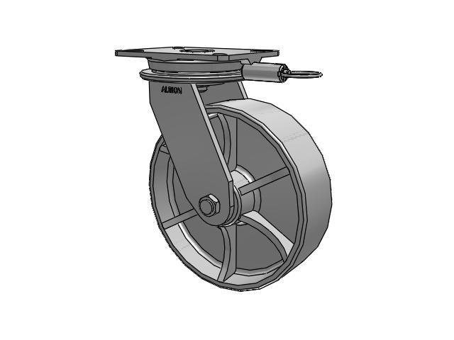 90 Series Top Plate Swivel Caster with 10 x 3 Grey Enamel CA - Cast Iron Wheel