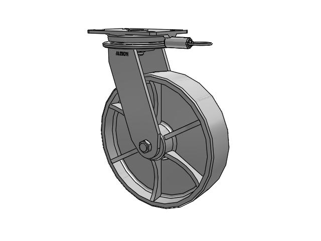 90 Series Top Plate Swivel Caster with 12 x 3 Grey Enamel CA - Cast Iron Wheel