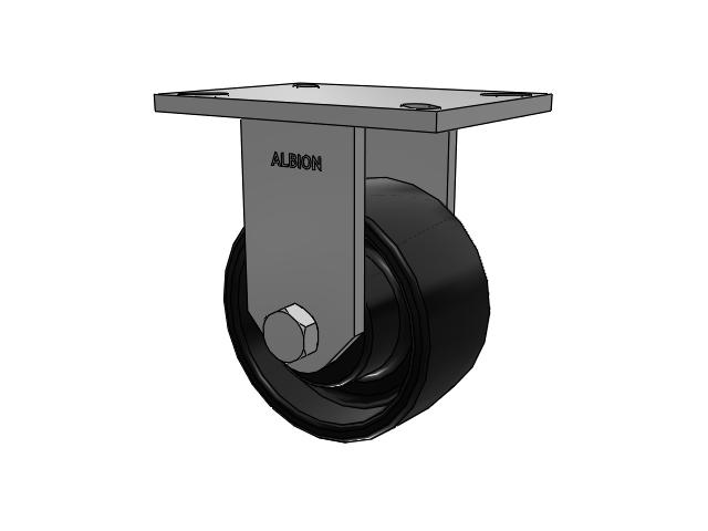 90 Series Top Plate Rigid Caster with 6 x 3 Black Paint FR - Ductile Iron Crowned Tread Wheel