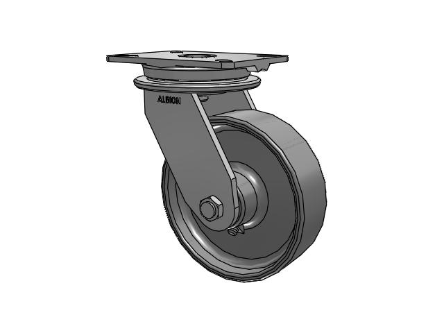 90 Series Top Plate Swivel Caster with 8 x 2.5 Clear Coat Enamel FS - Drop-Forged Steel Wheel