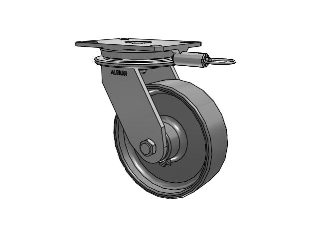 90 Series Top Plate Swivel Caster with 8 x 2.5 Clear Coat Enamel FS - Drop-Forged Steel Wheel