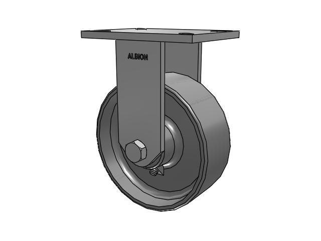 90 Series Top Plate Rigid Caster with 8 x 3 Clear Coat Enamel FS - Drop-Forged Steel Wheel
