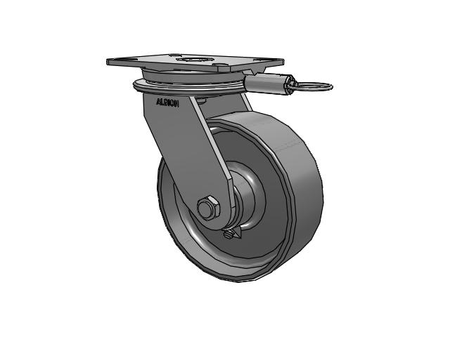 90 Series Top Plate Swivel Caster with 8 x 3 Clear Coat Enamel FS - Drop-Forged Steel Wheel