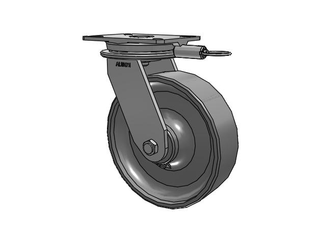 90 Series Top Plate Swivel Caster with 10 x 3 Clear Coat Enamel FS - Drop-Forged Steel Wheel