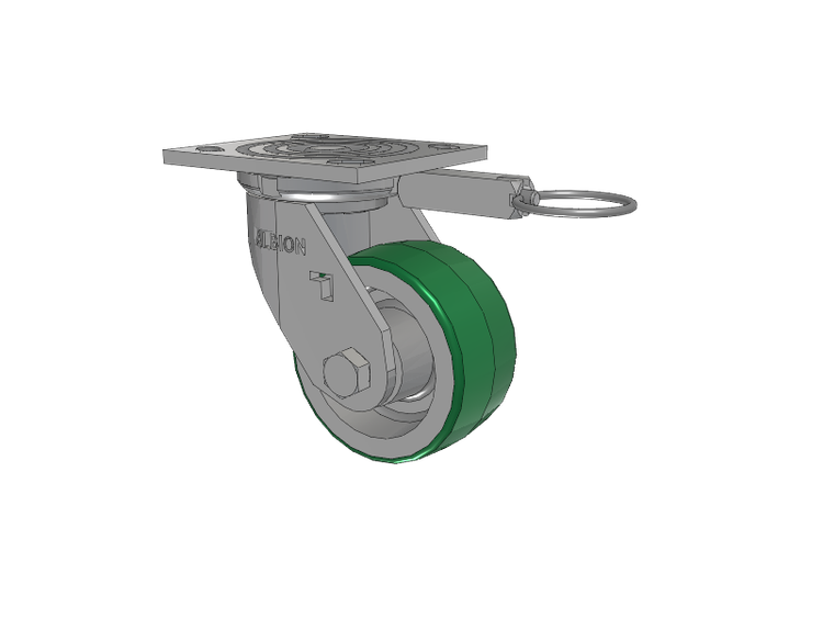 16 Series Top Plate Swivel Caster with 4 x 2 Green Tread on Aluminum Core PD - Polyurethane (Aluminum Core) Wheel