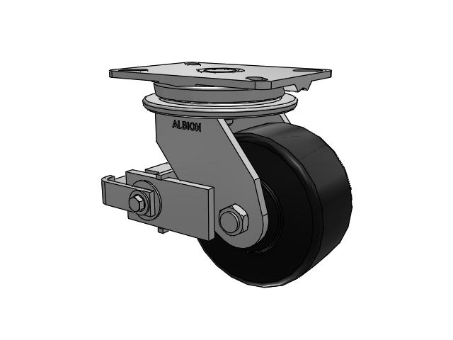 90 Series Top Plate Swivel Caster with 6 x 3 Black Polymer NX - Trionix High Impact Polymer Wheel and Poly Cam Brake