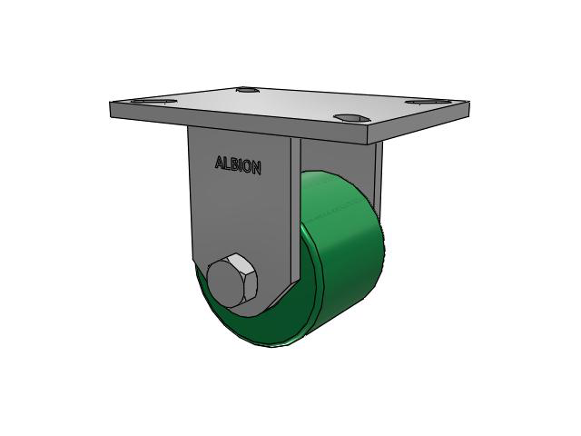 90 Series Top Plate Rigid Caster with 4 x 3.25 Green Tread on Aluminum Core PA - Polyurethane (Aluminum Core) Wheel