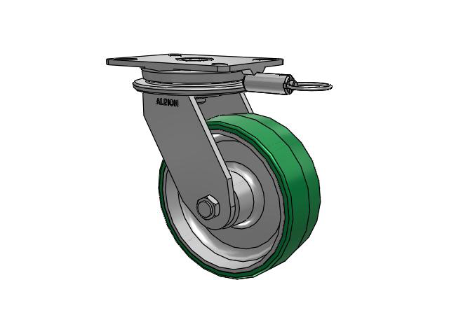 90 Series Top Plate Swivel Caster with 8 x 3 Green Tread on Aluminum Core PA - Polyurethane (Aluminum Core) Wheel