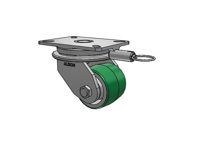 90 Series Top Plate Swivel Caster with 4 x 3.25 Green Tread on Aluminum Core PD - Polyurethane (Aluminum Core) Wheel