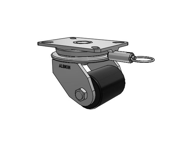 90 Series Top Plate Swivel Caster with 3.25 x 4.25 Black Tread on Black Cast Iron Core PY - Polyurethane (Cast Iron Core) Wheel