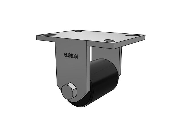 90 Series Top Plate Rigid Caster with 3.25 x 4.25 Black Tread on Black Cast Iron Core PY - Polyurethane (Cast Iron Core) Wheel