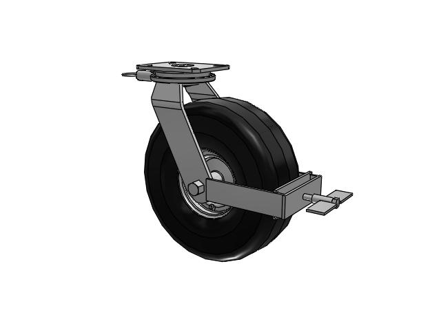 90 Series Pneumatic Top Plate Swivel Caster with 14 x 5.3 Black Pneumatic Wheel and Face Brake