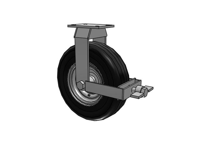 90 Series Pneumatic Casters Top Plate Rigid with 16 x 4.8 Black Pneumatic Wheel and Face Brake