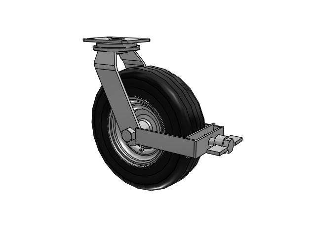 90 Series Pneumatic Top Plate Swivel Caster with 16 x 4.8 Black Pneumatic Wheel and Face Brake