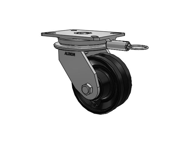 90 Series Top Plate Swivel Caster with 6 x 2.5 Flat Black Paint VM - Ductile V-Groove Wheel