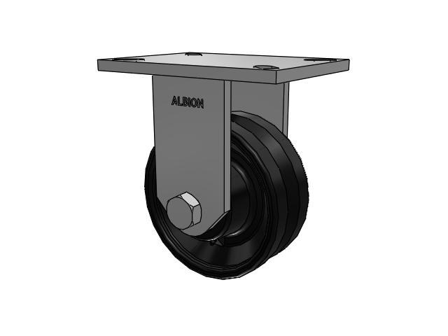 90 Series Top Plate Rigid Caster with 6 x 2.5 Flat Black Paint VM - Ductile V-Groove Wheel