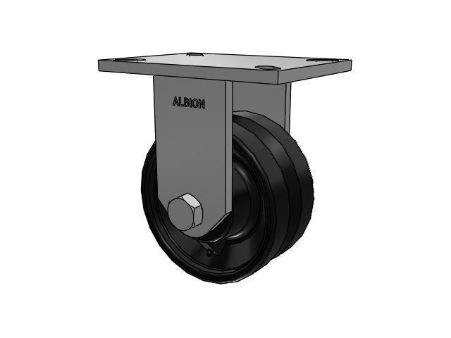 90 Series Top Plate Rigid Caster with 6 x 3 Flat Black Paint VM - Ductile V-Groove Wheel