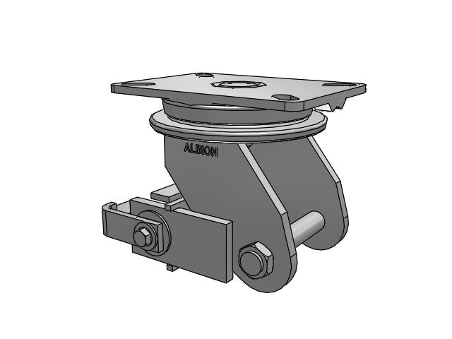 90 Series Top Plate Swivel Caster with 6 x 3 Flat Black Paint VM - Ductile V-Groove Wheel and Poly Cam Brake