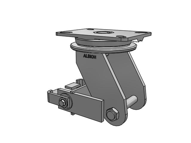 90 Series Top Plate Swivel Caster with 8 x 3 Flat Black Paint VM - Ductile V-Groove Wheel and Poly Cam Brake